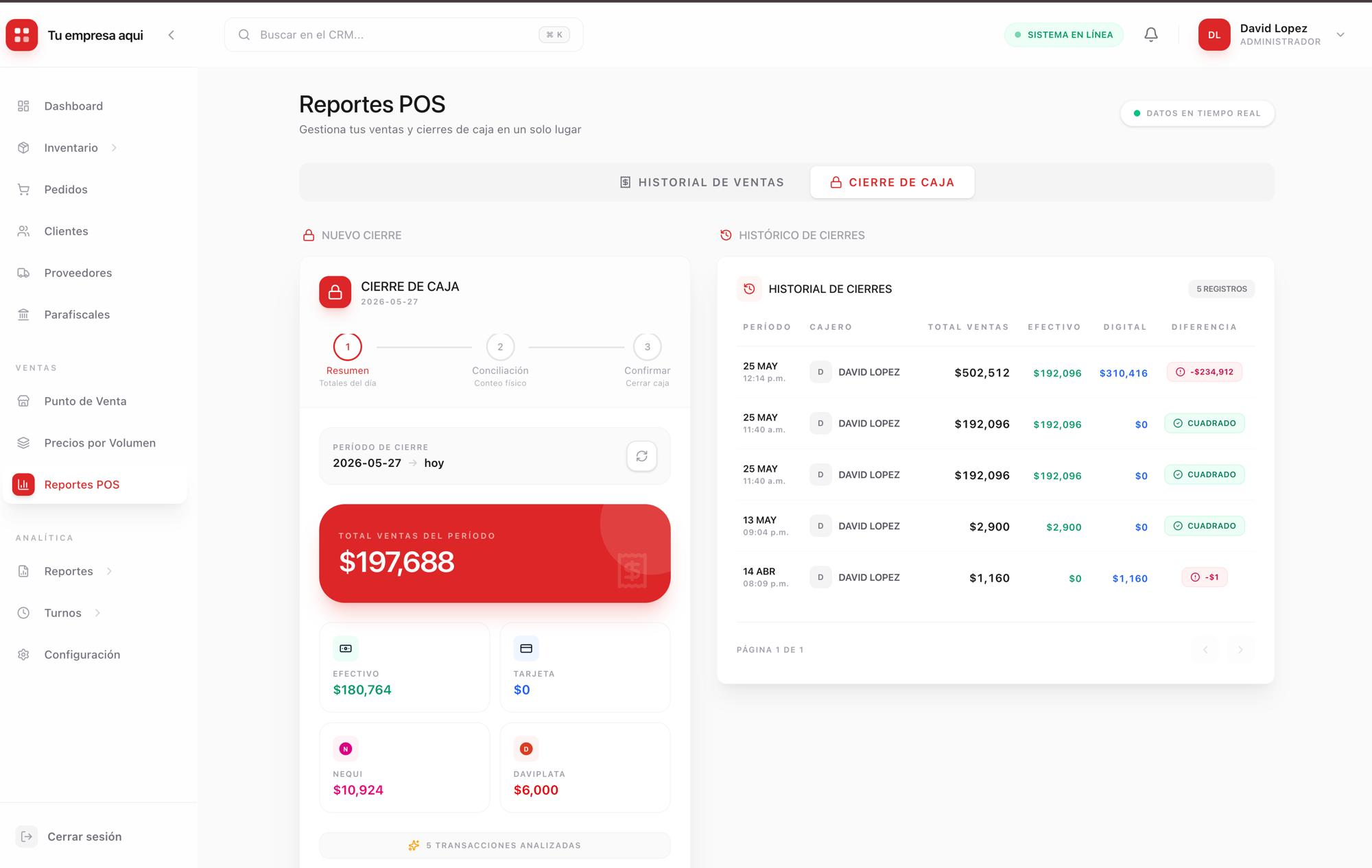 Módulo de Configuración y Cierre de Caja en TACS